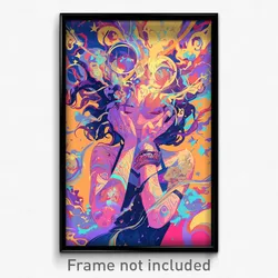 Art Poster - Woman Feeling Self Conscious Wearing Enchanted Bandana (Print)