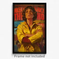 Mexican Movie Poster - Woman Feeling Dumbstruck, Fluffy Yellow Raincoat (Print)
