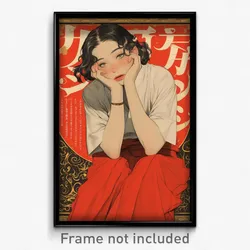 Thai Movie Poster - Woman Feeling Satisfaction, Bulky Red Hakama (Art Print)