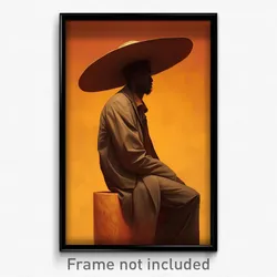 Art Poster - Man Feeling Expectancy Wearing Noisy Large Hat (Print)