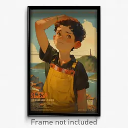 Brazilian Movie Poster - Boy Feeling Empathy, Quirky Yellow Apron (Art Print)