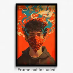 Brazilian Movie Poster - Boy Feeling Powerless, Simplistic Red Bandana (Print)