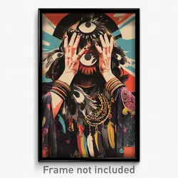 Bollywood Movie Poster - Woman Feeling Wrath, Tattered Feather Trimmed Sleeves