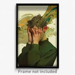 Art Poster - Man Feeling Panicked Wearing Green Green Sweater (Print)