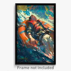 French Movie Poster - Boy Feeling Stuck, Buoyant Vest (France Film Art Print)
