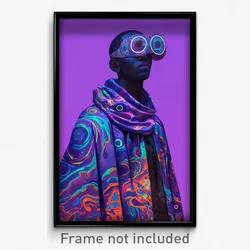 Art Poster - Man Feeling Joviality Wearing Acrobatic Purple Capelet (Art Print)