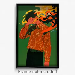 Anime Art Poster - Man Feeling Dejection Wearing Famous Holding Ribbon (Print)
