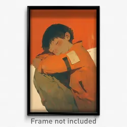 Art Poster - Boy Feeling Infatuation Wearing Orange Living Clothes (Art Print)