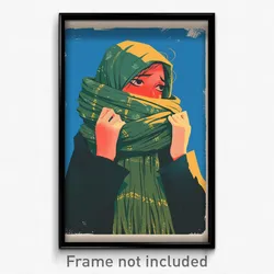 Icelandic Movie Poster - Woman Feeling Miserable, Amazing Green Scarf (Print)