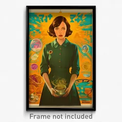 Hebrew Movie Poster - Girl Feeling Tension, Handsome Green Apron (Art Print)