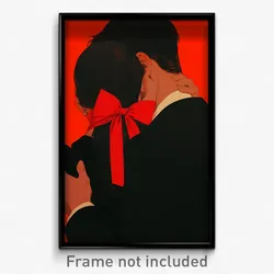Movie Art Poster - Man Feeling Tenderness, Complex Red Bow (Retro Film Print)