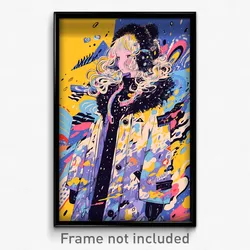 Anime Art Poster - Girl Feeling Suspense Wearing Colorless Winter Coat (Print)