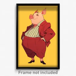 Art Poster - Piglet Feeling Doubt Wearing Harsh Pant Suit
