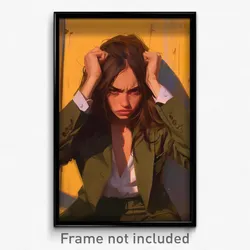 Art Poster - Girl Feeling Infuriated Wearing Outlandish Business Suit (Print)