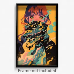Icelandic Movie Poster - Girl Feeling Astonished, Cute Multicolored Scarf