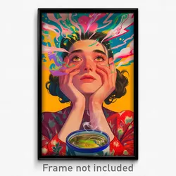 Mexican Movie Poster - Girl Feeling Self Confident, Small Red Bow (Art Print)