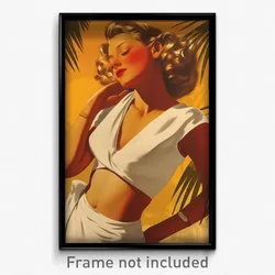 Spanish Movie Poster - Girl Feeling Amusement, Glaring White Sarong (Art Print)