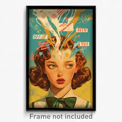 Hebrew Movie Poster - Girl Feeling Vigilance, Agile Green Bowtie (Art Print)