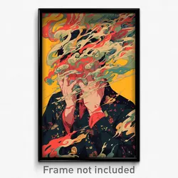 Art Poster - Man Feeling Enjoyment Wearing Small Red Neckwear (Print)