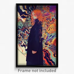Art Poster - Girl Feeling Carefree Wearing Triangular Black Coat (Art Print)