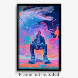 Movie Art Poster - Man Feeling Unsure, Stimulating Animal Slippers (Film Print)