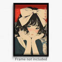 Japanese Movie Poster - Girl Feeling Melancholy, Strong White Bow (Art Print)