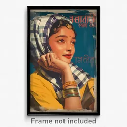 Bollywood Movie Poster - Girl Feeling Delighted, Stimulating Plaid Headwear