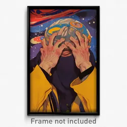 Movie Art Poster - Boy Feeling Bored Wearing Worn Grey Scarf (Retro Film Print)