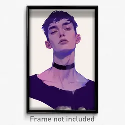 Art Poster - Man Feeling Jealousy Wearing Worldly Purple Choker (Art Print)