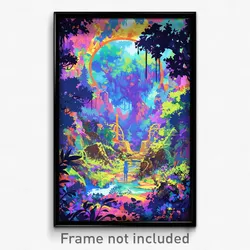 Art Poster - A Hidden Cave Deep In The Heart Of A Jungle, With Ancient Runes And