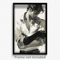Art Poster - Man Feeling Comfortable Wearing Wiry Elbow Gloves (Art Print)