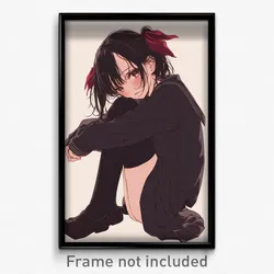 Anime Art Poster - Girl Feeling Glee Wearing Artistic Leg Ribbon (Print)