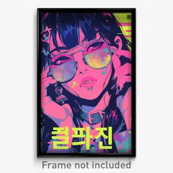 Korean Movie Poster - Girl Feeling Alarm, Well Worn Grey Framed Eyewear (Print)