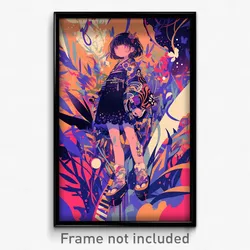 Anime Art Poster - Woman Feeling Self Caring, Outgoing Patterned Clothing