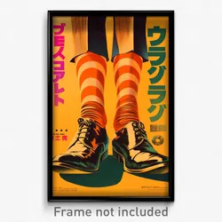 Hebrew Movie Poster - Man Feeling Loopy, Extra Large Orange Legwear (Art Print)