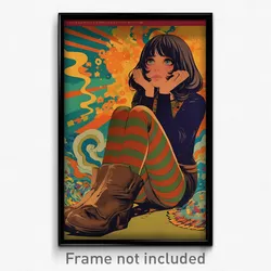 Spanish Movie Poster - Girl Feeling Irritated, Crafty Vertical Striped Legwear