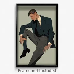 Art Poster - Man Feeling Claustrophobic Wearing Merry Grey Legwear (Art Print)
