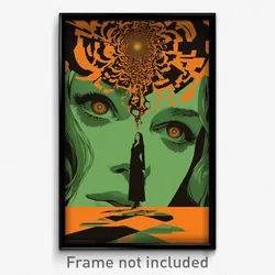 Greek Movie Poster - Girl Feeling Self Respecting, Fluid Green Dress (Art Print)