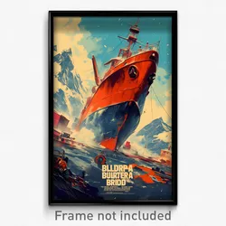 Icelandic Movie Poster - Rural Shipyard (Iceland Retro Film Art Print)