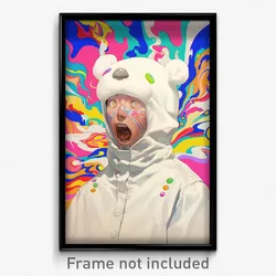 Anime Art Poster - Man Feeling Shocked Wearing White Bear Costume (Print)