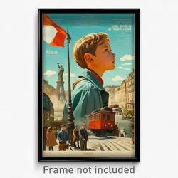 French Movie Poster - Boy Feeling Careless, Heartfelt Aqua Jacket (Art Print)