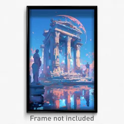 Greek Movie Poster - Digital Wire Frame Ancient Architecture (Film Art Print)