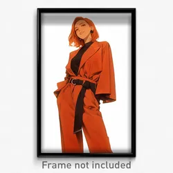 Anime Art Poster - Woman Feeling Cruelty Wearing Orange Black Suit (Print)