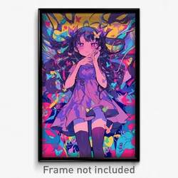 Anime Art Poster - Girl Feeling Nostalgic Wearing Fantastic Purple Dress (Print)