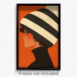 Greek Movie Poster - Boy Feeling Isolated, Fluffy Striped Headwear (Art Print)