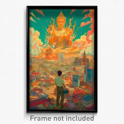 Thai Movie Poster - Novel City (Thailand Psychedelic Art Retro Film Print)