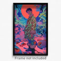 Art Poster - Boy Feeling Mixed Up Wearing Cherry Fur Trimmed Dress (Print)