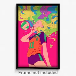 Anime Art Poster - Girl Feeling Happy, Well Worn Volleyball Uniform (Print)
