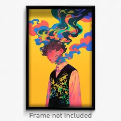 Art Poster - Boy Feeling Dislike Wearing Bubbly Collared Vest (Print)