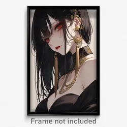 Art Poster - Girl Feeling Liking Wearing Burly Neck Tassel (Print)